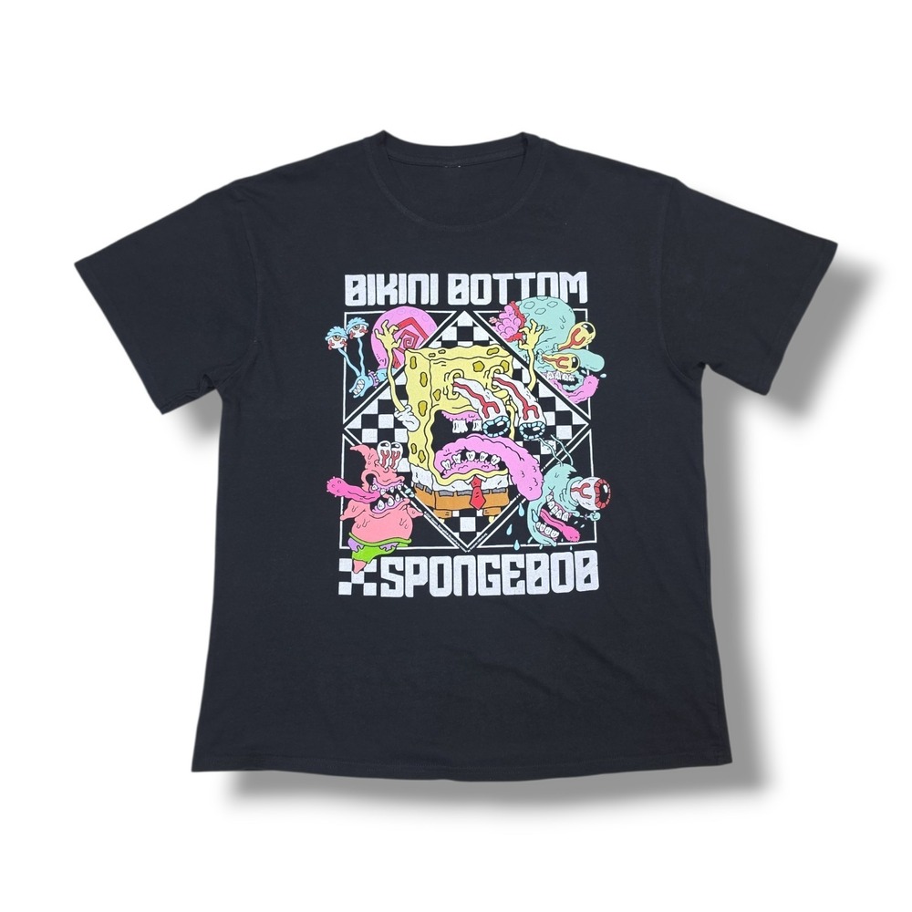 SPONGEBOB Bikini Bottom Brisco Brand Black Men's T-shirt Size L‎